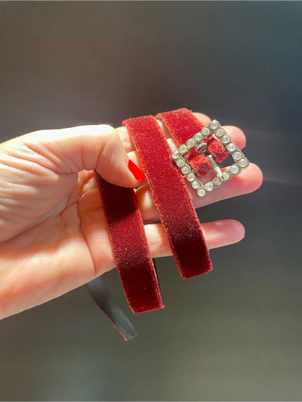 Vintage Burgundy Velvet Belt